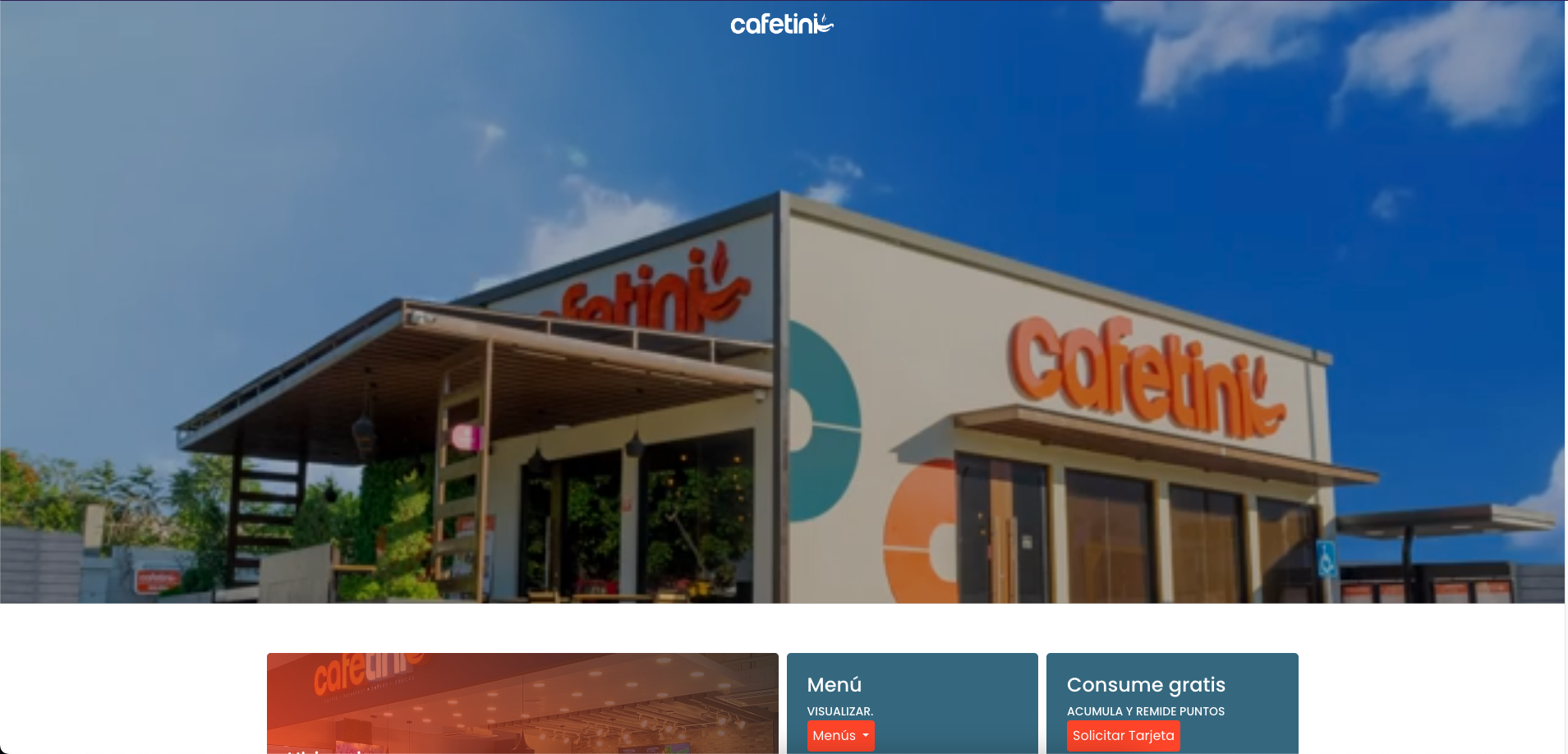 Landing page Cafetini Honduras.