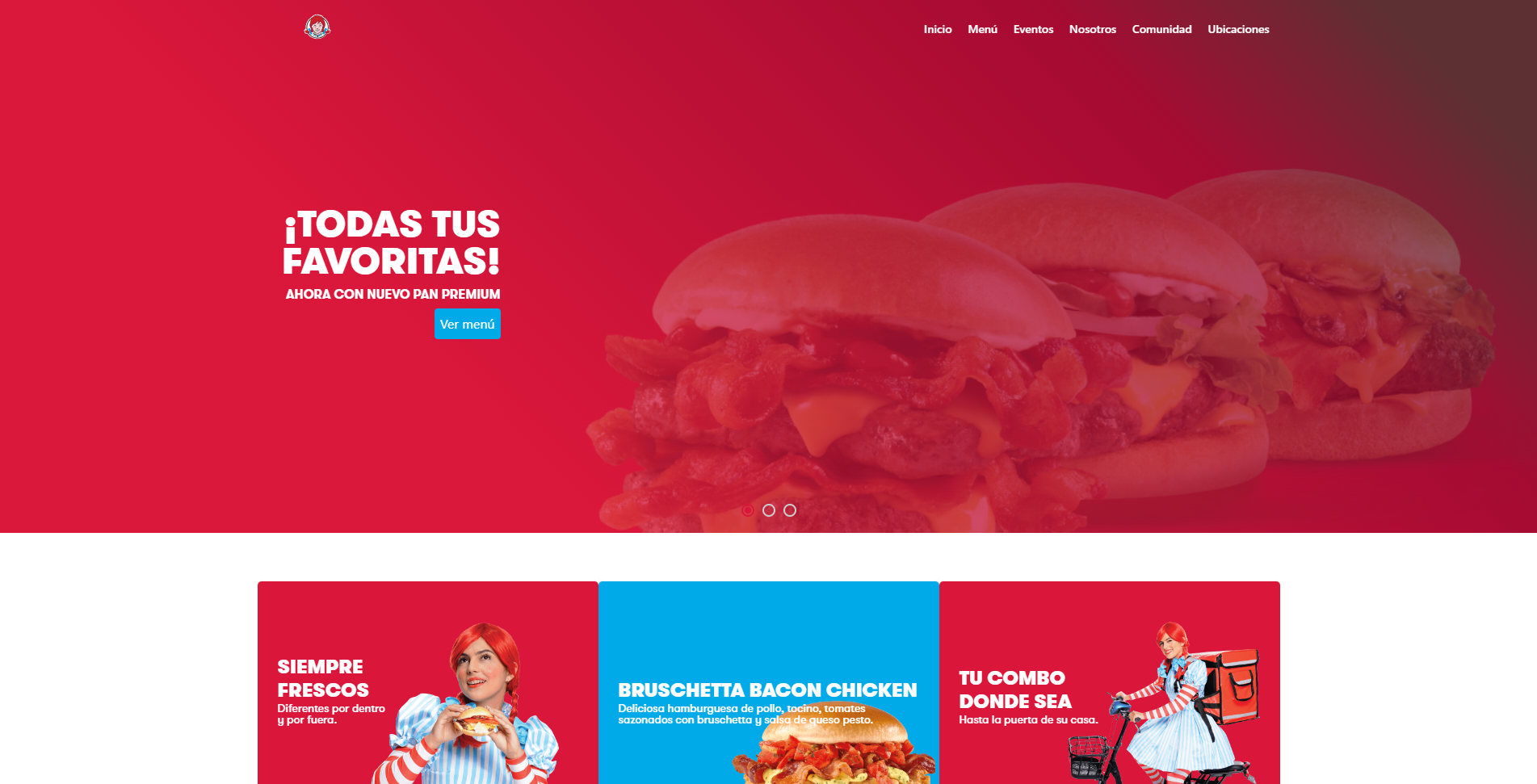 Landing page Wendys Honduras.